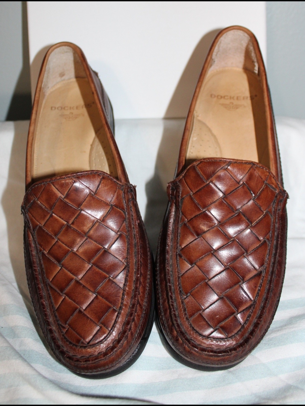 Dockers Men’s Brown Woven Leather Loafers Size 9.5